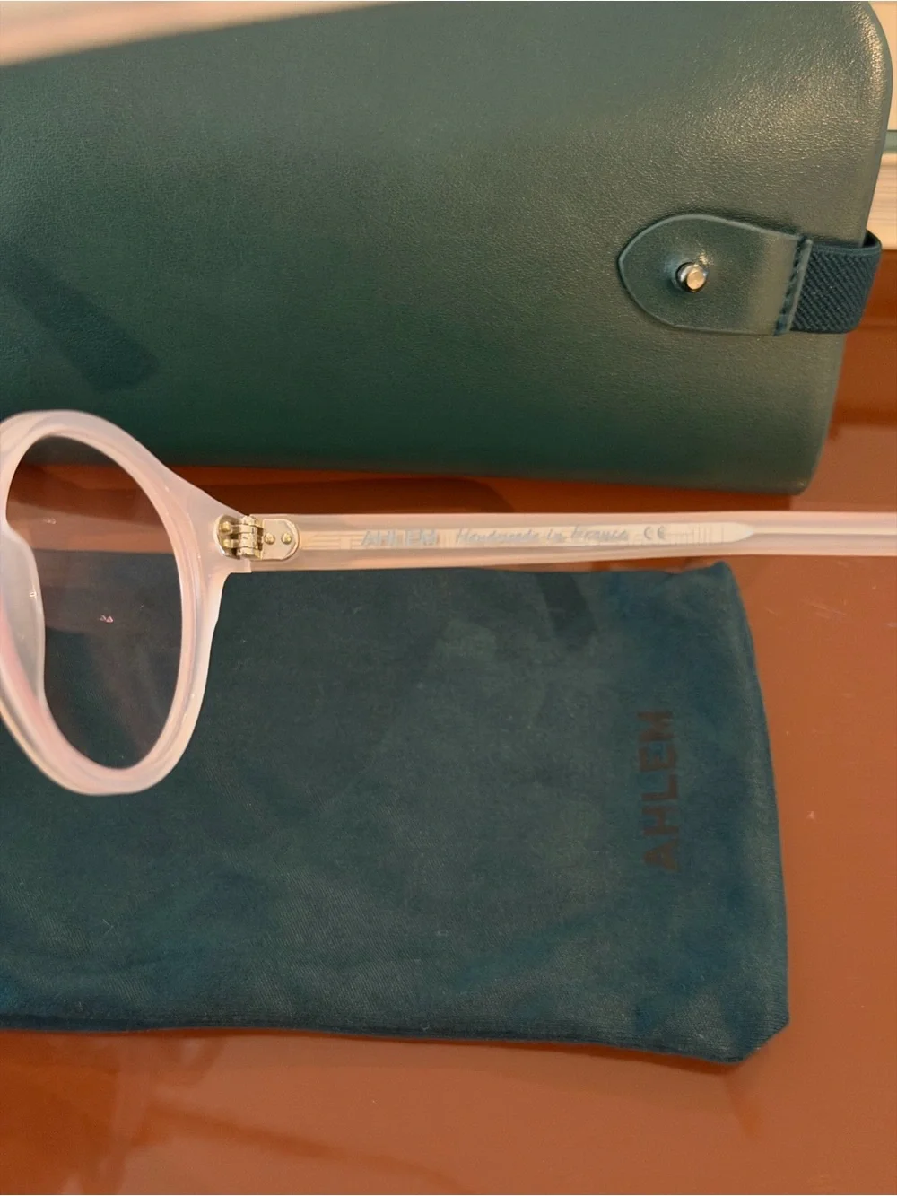 AHLEM Eyewear Rue Charlot Blushed Pink Blue Light Glasses + Sleeve + Case